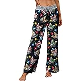 ALISISTER Christmas Womens Pajama Pants Casual Comfy Sleepwear Wide Leg Drawstring Bottoms with Pockets