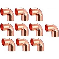 HeSun 10-Pack 3/4 Inch Copper Elbows - 45 Degree Sweat Solder Fittings For Plumbing