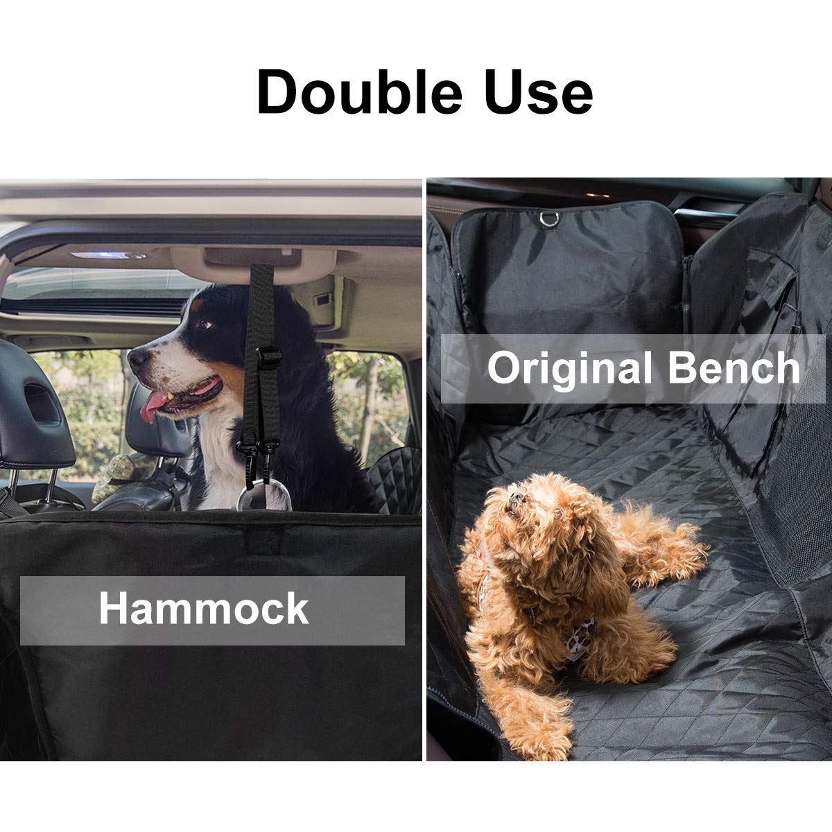 Docamor Upgraded Car Back Seat Covers for Pets-Waterproof Dog Hammock for Cars Trunks and SUVs- Durable 600D Oxford Fabric Non-Slip Anti-Scratch Car Seat Protectors
