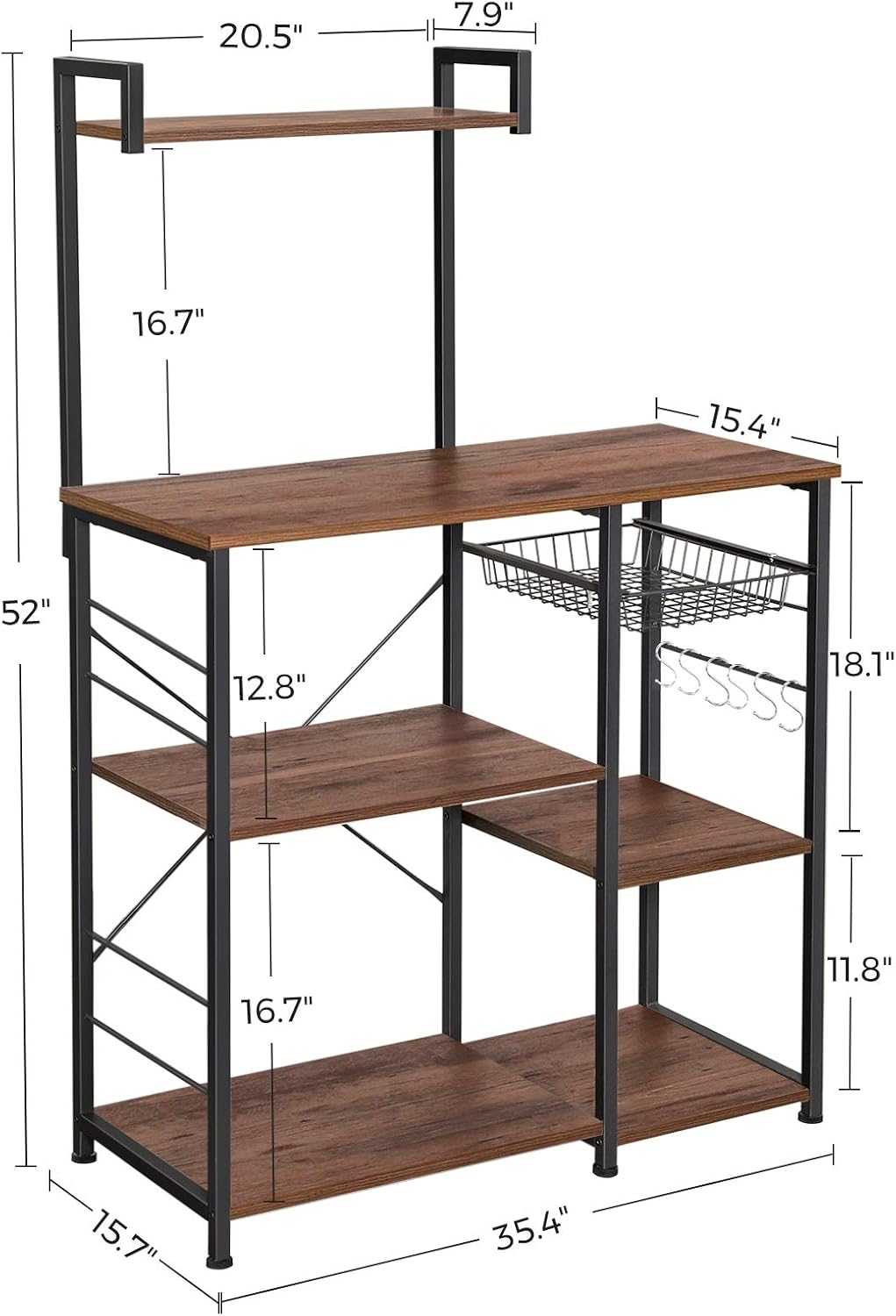 vasagle storage cabinet on Microwave Oven Stand Vasagle Alinru Baker S Rack With Shelves And Pans Kitchen Shelf With Wire Basket Rustic Brown And Black Ukks35x 6 S Hooks Pots Utility Storage For Spices