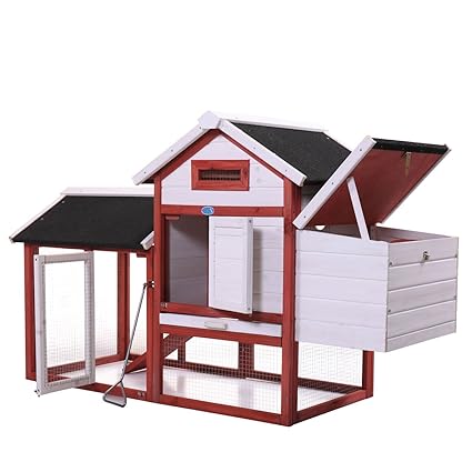 Lazymoon Large Wooden Chicken Coop 60 Deluxe Backyard Nest Box Hen House Hutch Outdoor Run