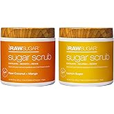 Raw Sugar - Exfoliating Sugar Scrub Body Love Bundle - Raw Coconut + Mango and Lemon Sugar, Clean, Made with Plant-Derived In