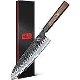SHAN ZU 8 Inch Japanese Chef Knife, Hand Forged Gyuto Knife 9 Layers High Carbon 10CR18MOV Steel Kitchen Knife Ultra Sharp & Durable Professional Japanese Sashimi Knife with Ergonomic Rosewood Handle