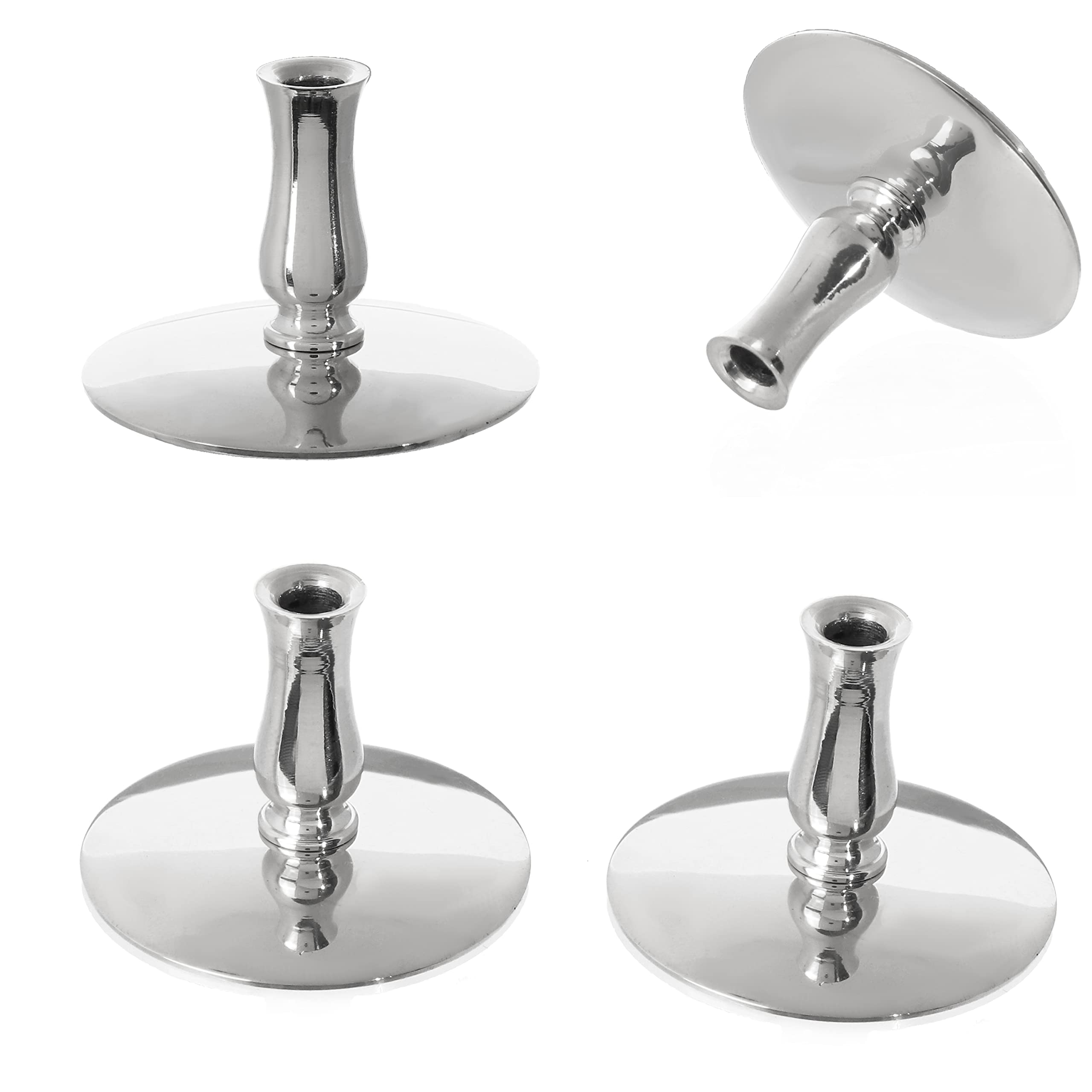 NKlaus 4x Candlesticks Brass nickel plated Candlesticks Thin Altar Candles Up to Ø6,7mm Wedding 6733