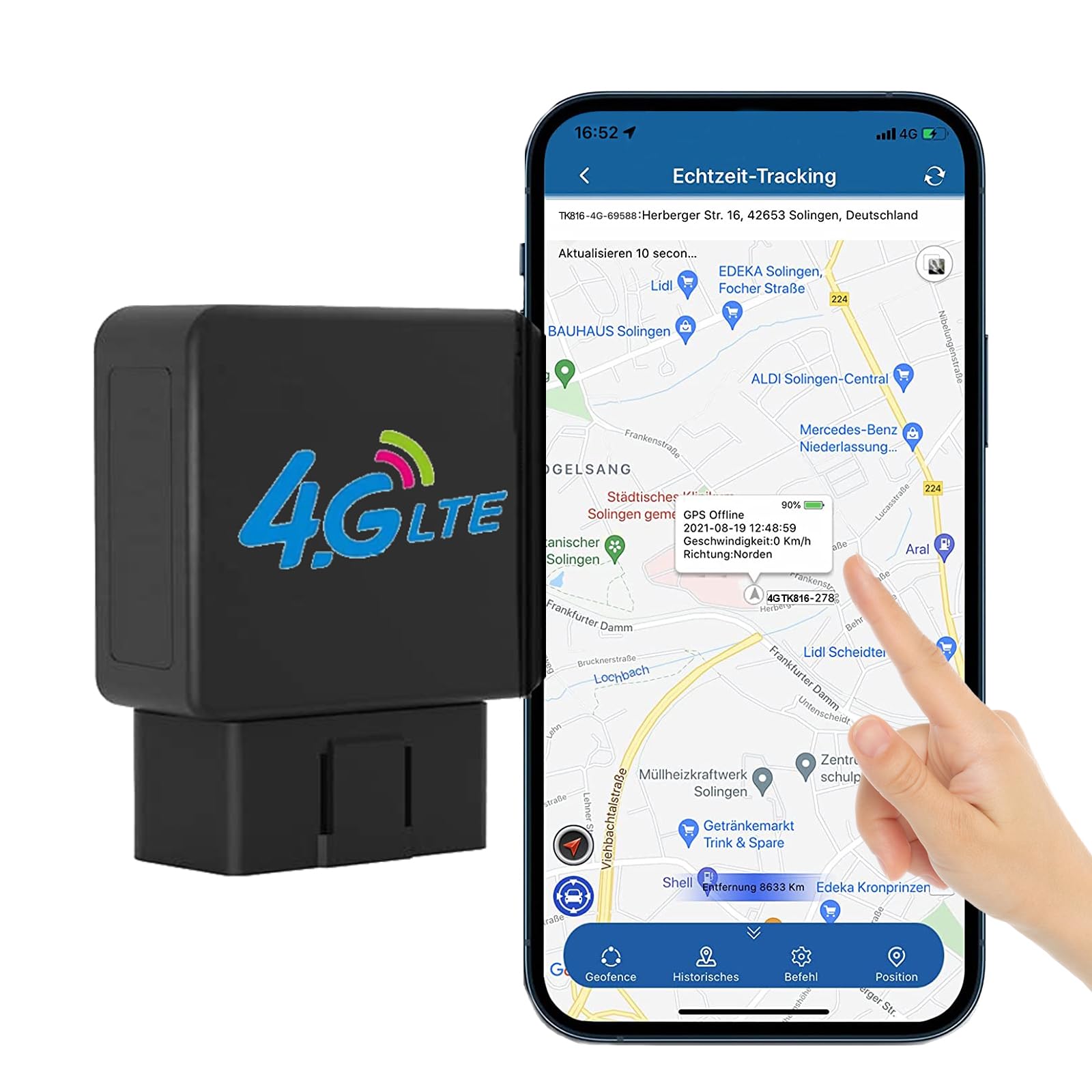 Zeerkeer 4G LTE OBD GPS Tracker Vehicle Tracker Real-Time Tracking GPS Locator OBDII Plug & Play Driving Behavior Monitor Tow Alarm Movement Crash Detection Free Web APP for Life