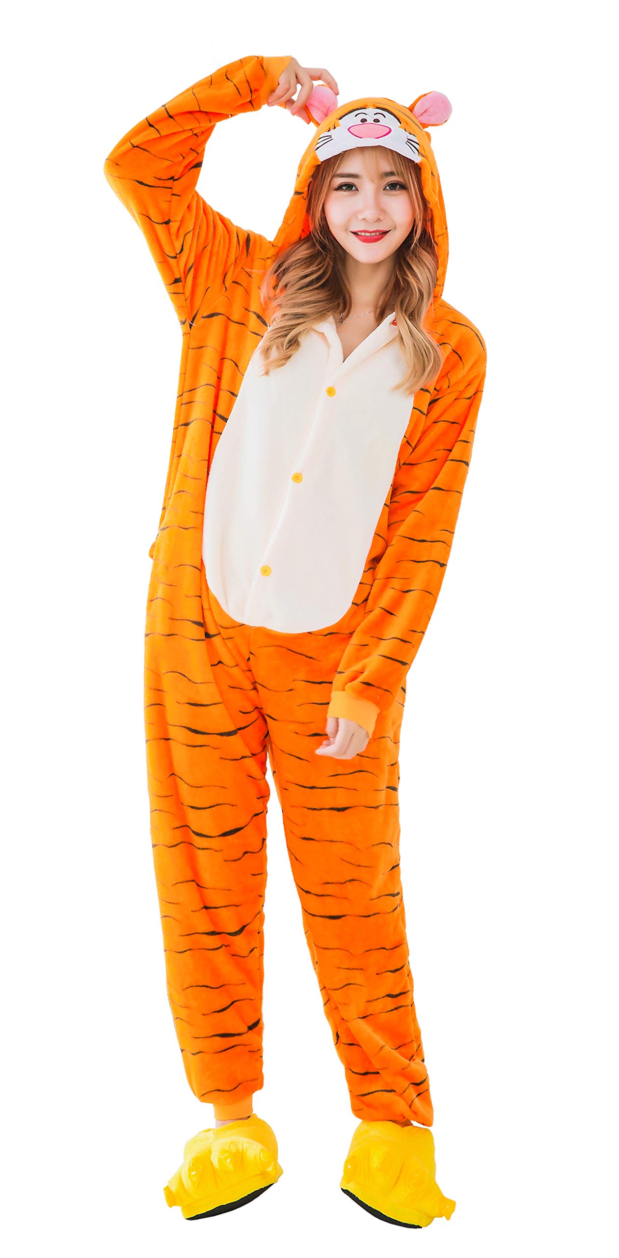 FunnyCos Adult Onesie Animal Pajamas Unisex Halloween Cosplay Costume Loungewear Tigger S — image 1