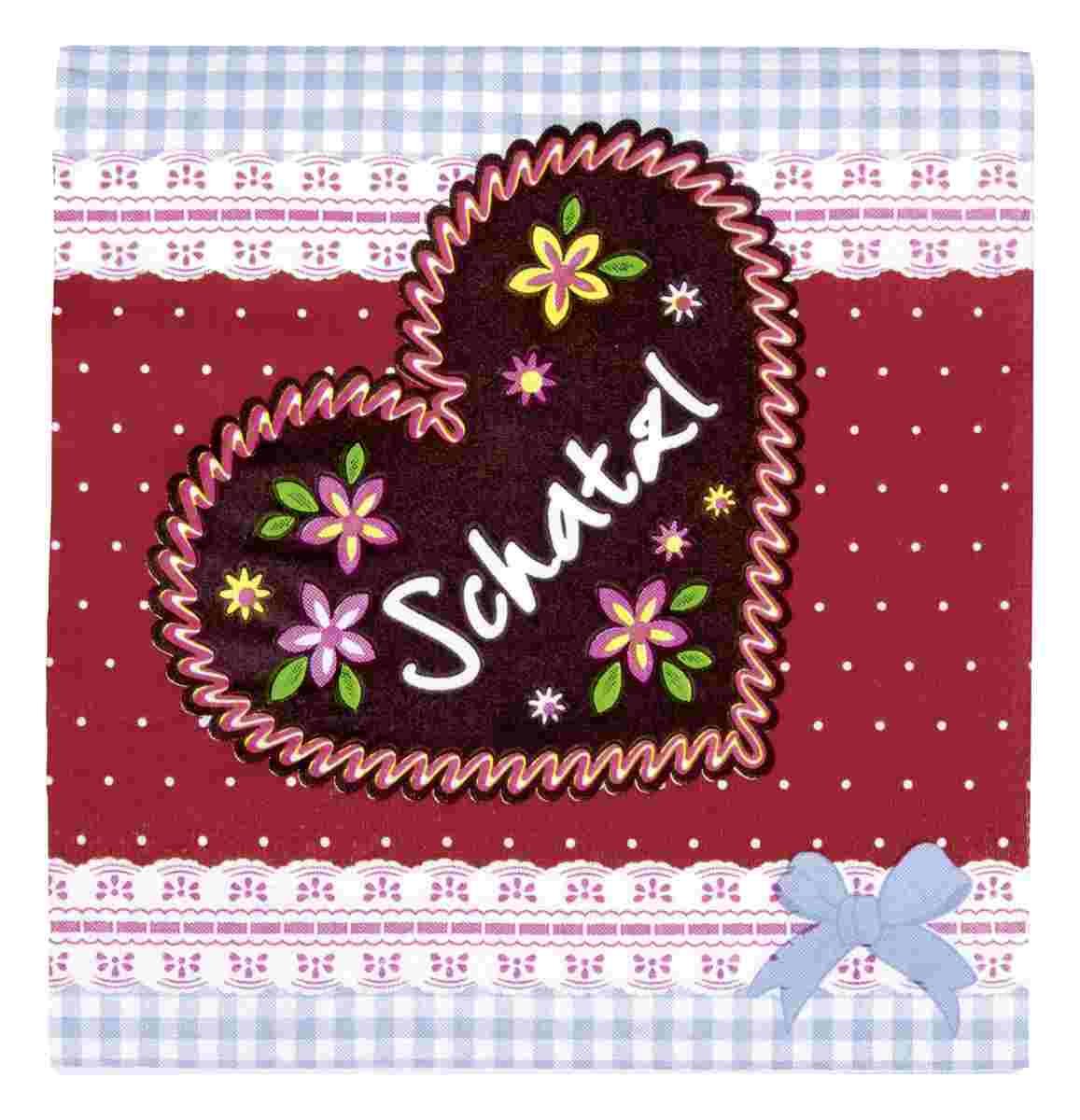 Staedter 20 Piece Schatzl Party and Cocktail Napkins, Paper, Red, 25 x 25 x 25 cm