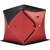 Insulated Ice Fishing Tent, Pop-Up Ice Shanty Shelter | 4/8 Person Capacity | 3-Layer Insulation | 1-Min Setup | Protective Rain Cover