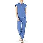 Bovchies Scrubs for Women Set - Sleeveless Stand Collar Scrub Top & Drawstring Jogger Pants, Scrub Set for Nurse Workwear