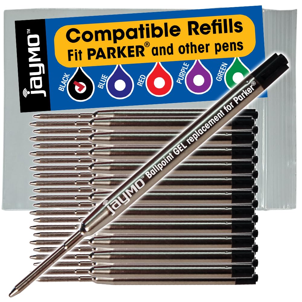 Jaymo Replacement for Parker 30525PP - Measures 3.875 in / 98 mm Long - G2 Gel Ballpoint Pen Refill - 24 Black โ image 1