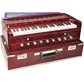 Amilav Collections Harmonium 9 Stopper(Portable), Chudidaar 7 Bellow, 42 Key, Two Reed(Bass-Male), 3 1/2 Octave,Coupler, Harmonium With Cover (Mahogany Color)