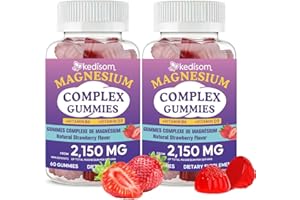 Magnesium Complex Gummies 2150MG with Magnesium Glycinate, Citrate, L-threonate for Muscle Health & Overall Wellness, 60 Gumm