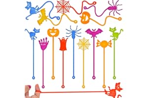 Menzcci 36 Pack Halloween Sticky Hands Toys, 8 Styles Pumpkin Spider Bat Cat Ghost Candy Sticky Stretchy Toys for Kids Boys Girls Halloween Treat Bags Goodie Bags Fillers Halloween Party Favors Gifts