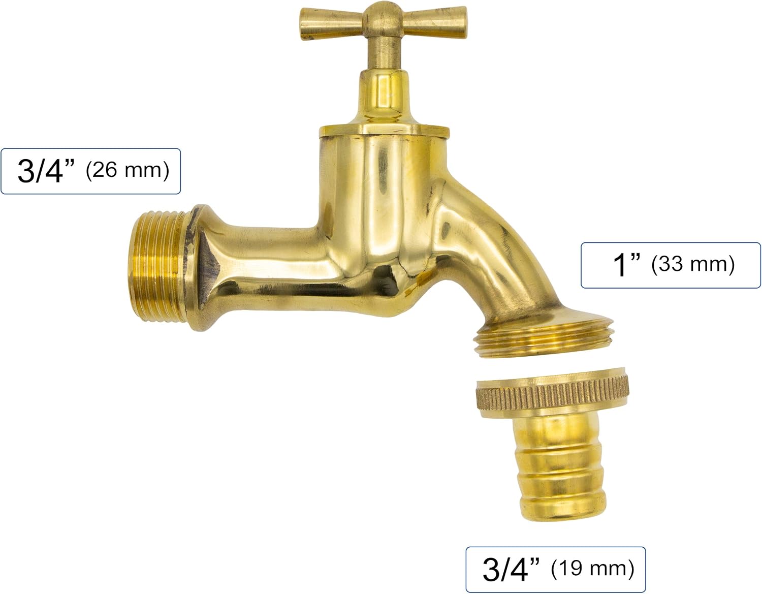 VARIOSAN 14948 3/4 Inch Water Butt Feed and Outlet Valve Set Polished Brass, Gold, 3/4" + Auslaufhahn + Poliert - Image 4