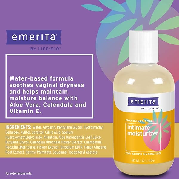EMERITA PERSONAL MOISTURIZER | INTIMATE SKIN CARE FOR VAGINAL DRYNESS | WATER BASED WITH CALENDULA & VITAMIN E | ESTROGEN & PARABEN FREE | 4 FL OZ