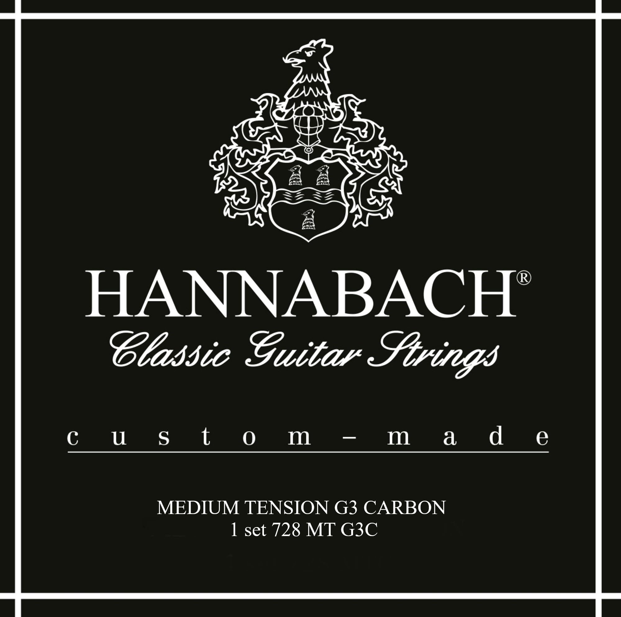 Hannabach Classical Guitar Strings Series 728 Medium Tension Custom Made G3 Carbon - Set with G3 Carbon - 728MTG3C
