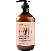 PURE NATURE LUX SPA Keratin Shampoo - Sulfate Free, Strengthening Formula - Repair Damaged and Dry Hair - Products for Women and Men - For Thinning Hair - 16 Fl Oz