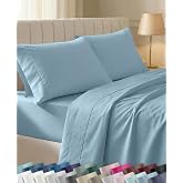 California Design Den 100% Cotton Sateen Bed Sheets Queen Size, Sky Blue | 400 Thread Count Backed by Good Housekeeping Seal, 16" Deep Pocket, All-Around Elastic, Durable, Easy Care, 4 Pc Set