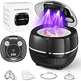 Ultrasonic Retainer Cleaner Machine, 48kHz Dental Cleaning Pod for Night Guards, Mouth Guards, Aligner, Braces, Toothbrush, Jewelry, Ultrasonic Dentures Cleaner with Digital Timer, 220ML, Black