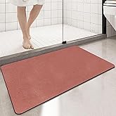 Diatomaceous Earth Bath mat Bathroom Rugs Super Absorbent Quick Dry Non Slip Bath Mat Thin Bathroom Floor Mats Fit Under Door-Shower Rug for in Front of Bathtub Shower, Brown, 15.7"*23.6"
