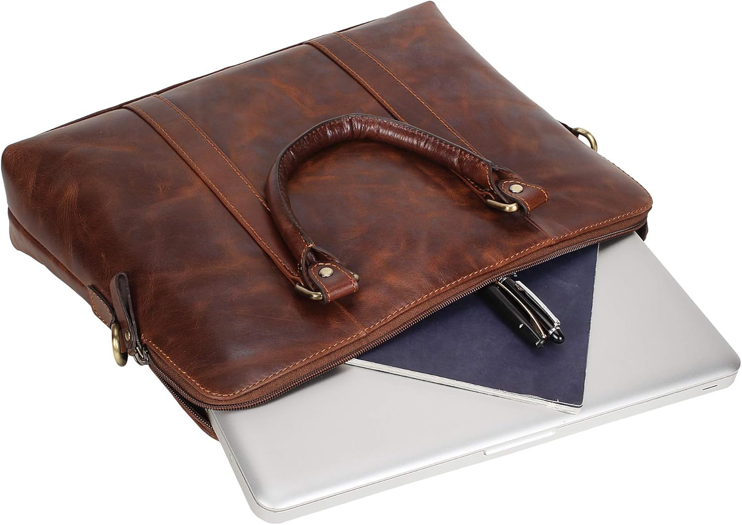 Pitaara Genuine Leather Women's Laptop Bag For Laptops Size 14" (Brown): Shoes