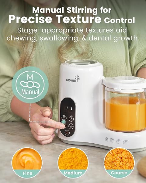 GROWNSY BABY FOOD MAKER WITH STEAM BASKET, ONE STEP BABY FOOD PROCESSOR STEAMER PUREE BLENDER GRINDER MILLS MACHINE, AUTO COOKING GRINDING AND STERILI-ZING FOR HEALTHY HOMEMADE BABY FOOD, WHITE