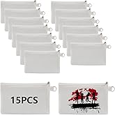 OKBA 15 PCS Sublimation Blank Canvas Makeup Bags Bulk, Multi-purpose Cosmetic Bag, DIY Heat Transfer Cosmetic White Bags, 7.28 * 4.72 inches (18.5 * 12cm)