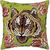 Txymbiocia Tiger Flower Green Velvet Pillow Covers 18x18 Inch Pink Floral Animal Throw Pillows for Couch Cushion Covers Pillowcase Farmhouse Modern Pillow Cases for Sofa Bed Living Room Bedroom