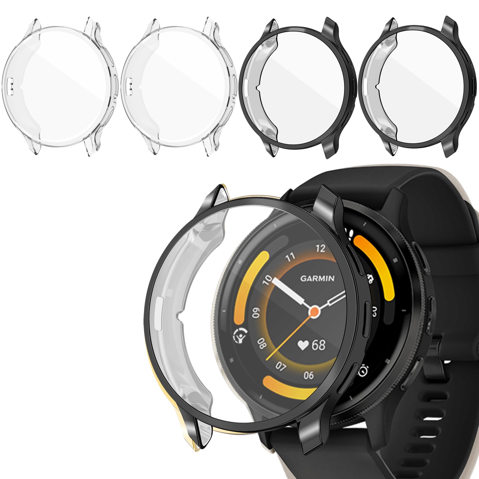 Kimiyaki 4 Pack for Garmin Venu 3s 41mm Screen Protector Case, Soft TPU Bumper Full Coverage Protective Accessories