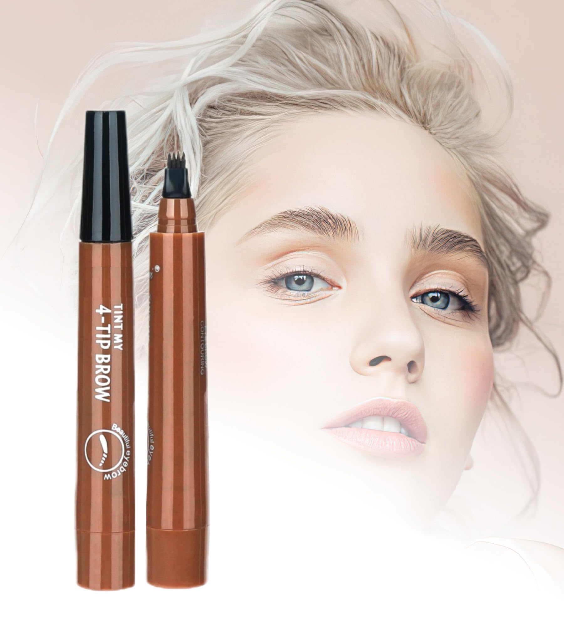 Magic Microblading Eyebrow Contouring Pencil - Microblading Eye Brow Contouring Pen - Precise Waterproof Brow Pen 4 Tipped Precise Waterproof With A Micro-Fork Tip Applicator