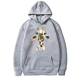 ZJRXM Giraffe Pullover Hoodie for Women Round Neck