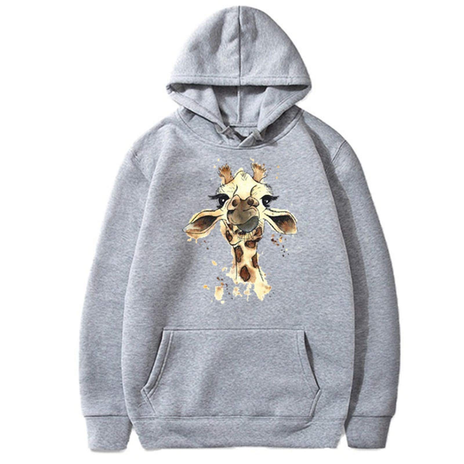 ZJRXM Giraffe Pullover Hoodie for Women Round Neck