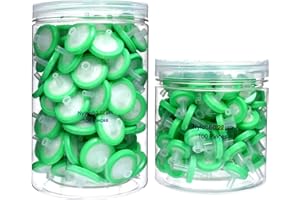 ZOOMTO Syringe Filters Hydrophobic Nylon Membrane 100PCS, 0.22um Pore Size,25mm Disc Diameter,HPLC and GC Needle Filter, Non-Sterile, High Throughput Lab Filtration, Barreled Packed