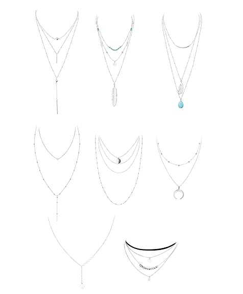 BE STEEL 8 STÜCKE Halskette Sexy für Frauen Mädchen Choker Halsband Lange Kette Halskette Set mit Anhänger