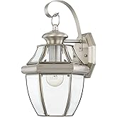 Livex Lighting 2151-91 Monterey 1 Light Outdoor Brushed Nickel Finish Solid Brass Wall Lantern with Clear Beveled Glass 13" x