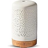Earnest Living Essential Oil Diffuser White Ceramic Diffuser 100 ml Timers Night Lights and Auto Off Function Home Office Humidifier Aromatherapy Diffusers for Essential Oils
