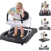 Baby Walker, Music & Removable Footrest with Toys, 3-Height Adjustable, Foldable 4-in-1 Activity Center for Infant and Toddler, Baby Walker for Baby Boy Girls 7–18 Months