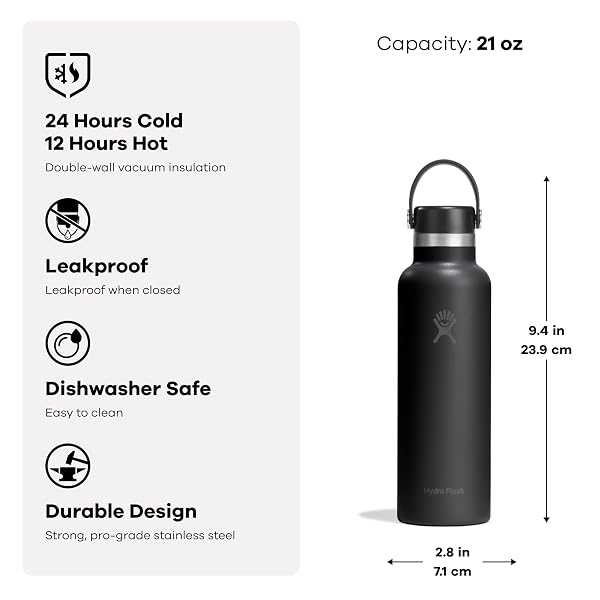 HYDRO FLASK WATER BOTTLE – INSULATED STAINLESS STEEL – NON SPILL, LEAKPROOF IN 21 OZ MERMAID GREEN