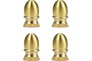 ECUDIS Pack of 4 Solid Metal Lamp Finials Caps Knob for Lamp Shade Harp Holder (Brass)