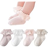 Zumou Toddler Lace Socks Girls Ruffle Eyelet Frilly Princess for Baby Little Kids