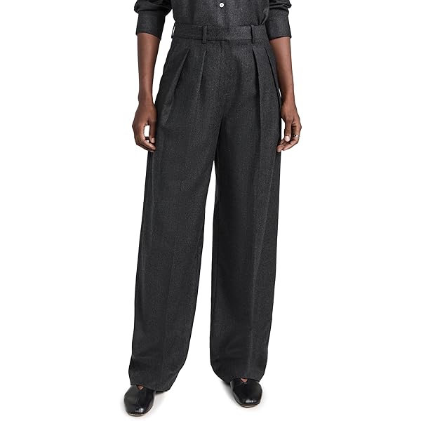 +(Plūs) Wide two-pleat trousers Dark gra Plūs) Wide two-pleat trousers Dark gra Wide Leg Double Pleated