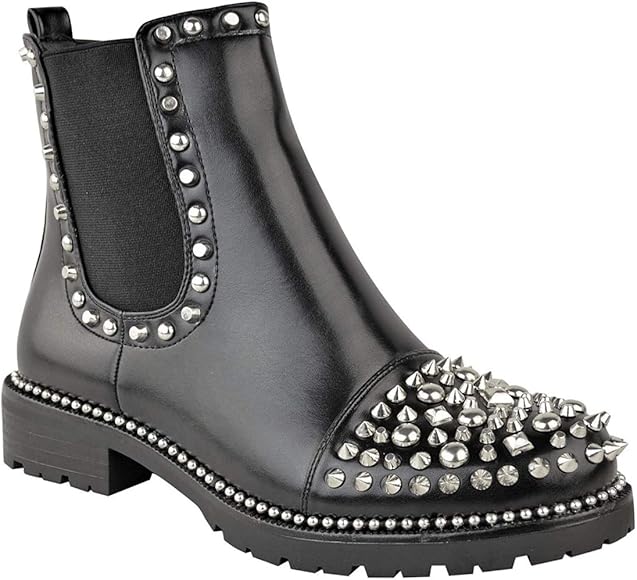 leather ankle boots with studs