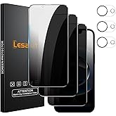 Lesakit 3+3 Pack Privacy Screen Protector for iPhone 16e 6.1-Inch with 3 Pack Camera Lens Protector, Anti Spy Tempered Glass Film 9H Hardness Bubble Free Case Friendly