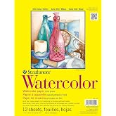 Strathmore 300 Series Tape Bound Watercolor Pad, 140 lb. Cold Press, 11 X 15 inches, White, 12 Sheets (360-111)
