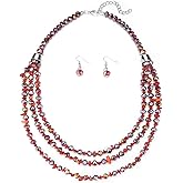 Errally Layered Beaded Statement Necklace Multi Strand Crystal Beads Collar Necklace and Earring Sets for Women Fashion Costume Jewelry Set Gifts for Her