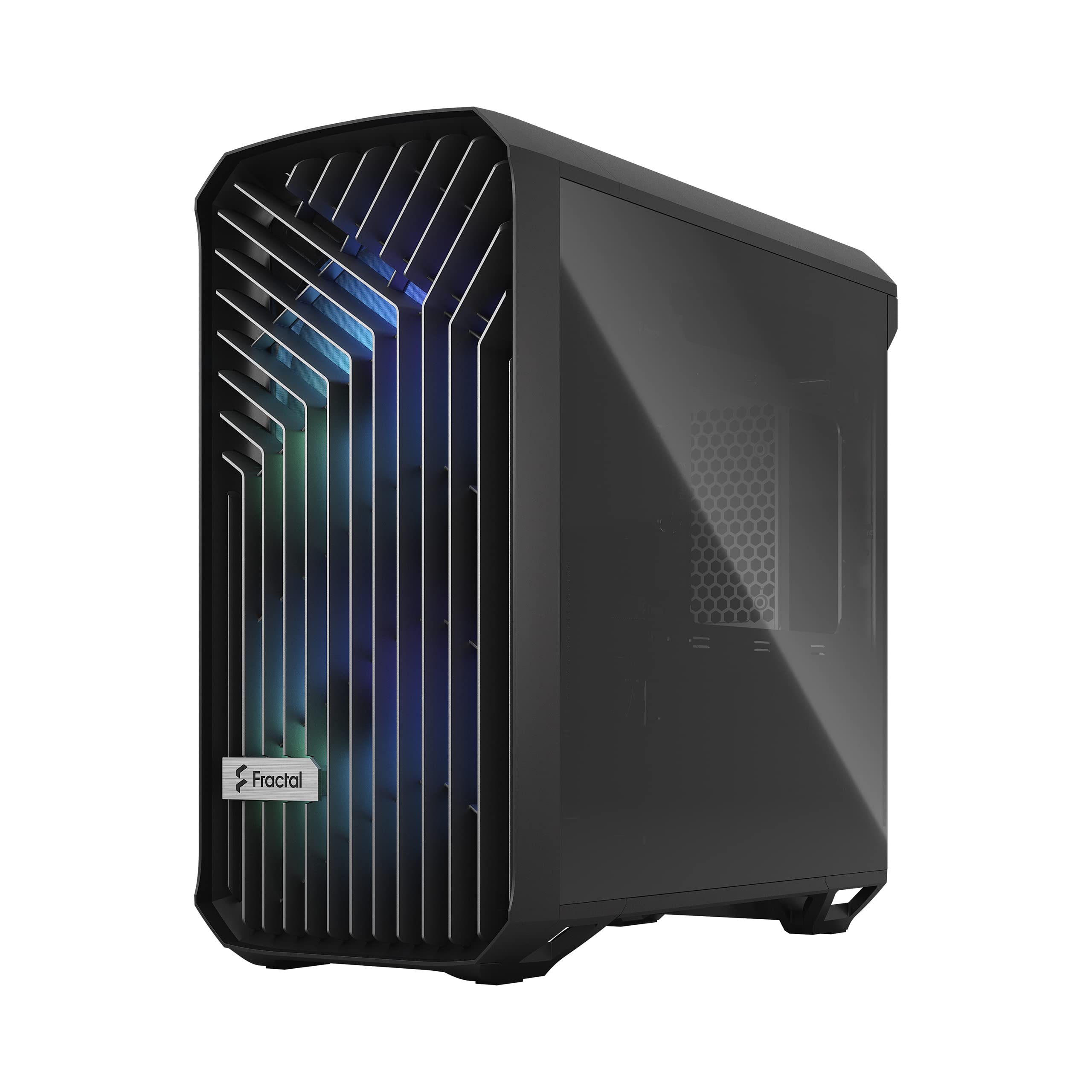 Fractal Design Torrent Compact RGB Black - Light Tint Tempered Glass Side Panels - Open Grille for Maximum air Intake - Two 180mm RGB PWM Fans Included - Type C - ATX Airflow Mid Tower PC Gaming Case