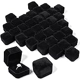 Oqqlin 36 Pcs Black Velvet Ring Boxes Bulk, 2.13 x 1.97 x 1.54 Inch Rings Case Earring Storage Holder Jewelry Gift Display Case for Christmas, Engagement, Wedding, Birthday, Valentine's Day