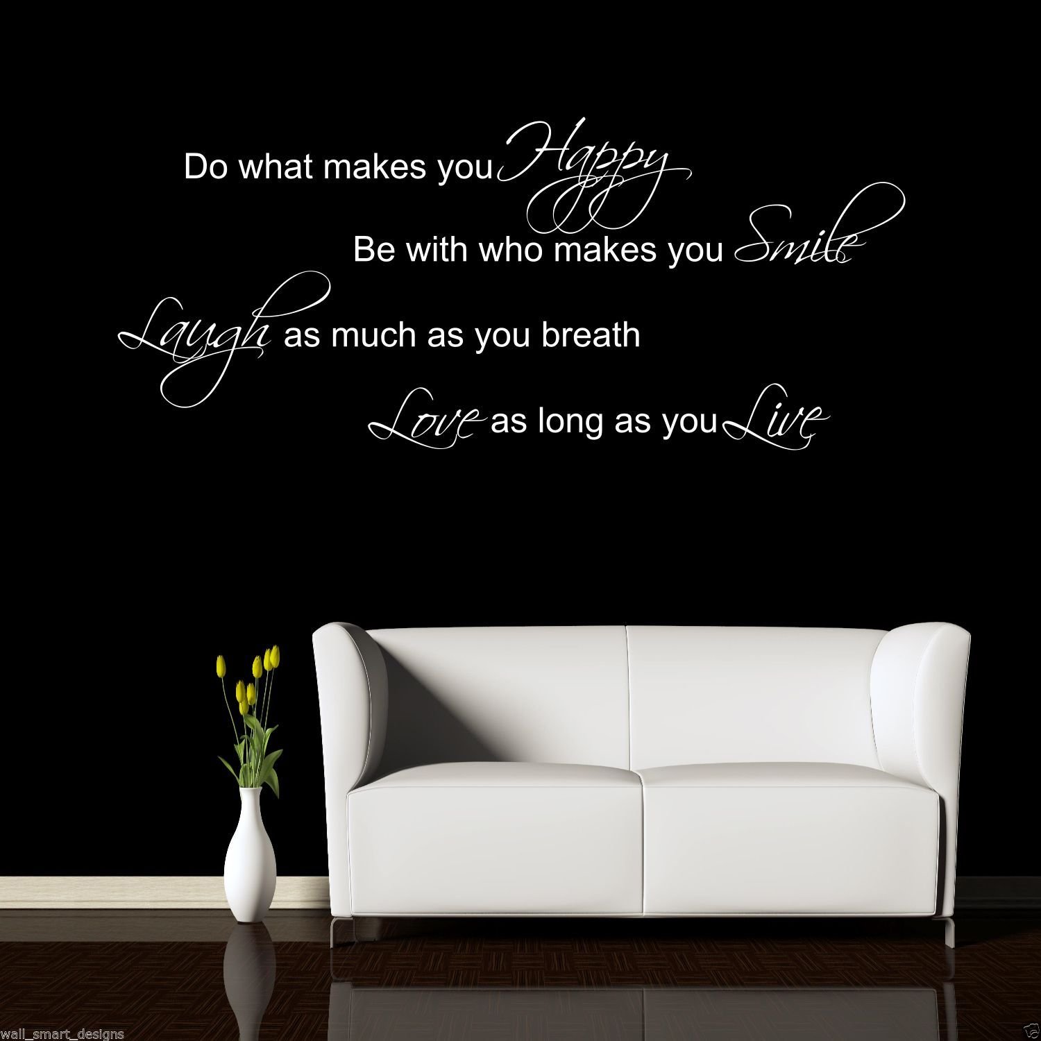 Laugh Smile Love Live Wall Art Sticker Quote Room Decal Mural Stencil Transfer