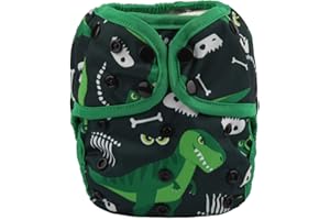 Sigzagor Baby Diaper Cover Nappy One Size 8lbs to 36lbs for Boys (Green Dinosaurs)