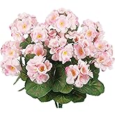 CITYES 3 Pcs Artificial Flowers Silk Geraniums for Outdoors UV Resistant Pink Artificial Geranium Bush Faux Flowers Plant Geraniums for Garden Home Decor Indoor Patio Vase Table Centerpiece
